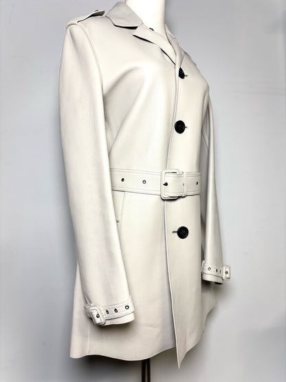 Women Size 46 (10, US) Burberry Prorsum Beige Solid Lambskin Coat