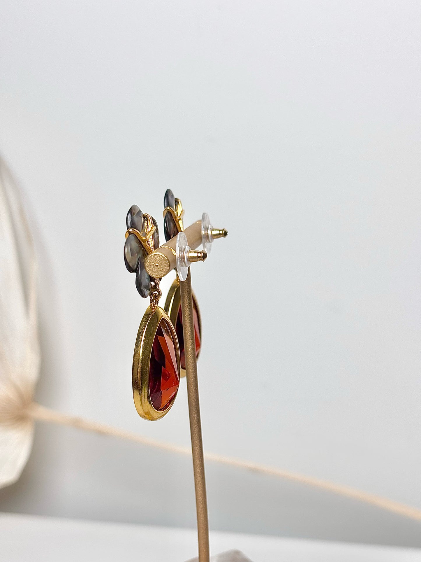 Lizzie Fortunato Garnet Stone 10K Gold Plated Earrings