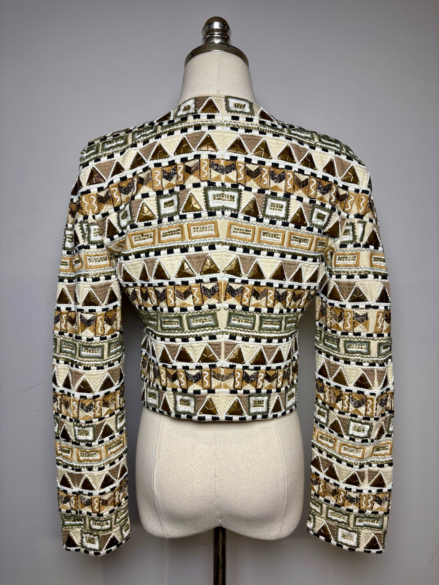 Women Size 4 Veronica Beard Daryl Beige Multi-Color Beaded Pure Cotton NWT Pre-Owned Jacket