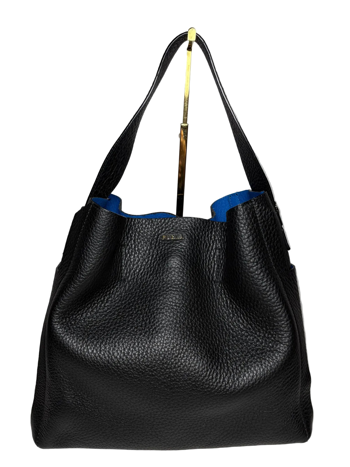 Black leather shoulder bag