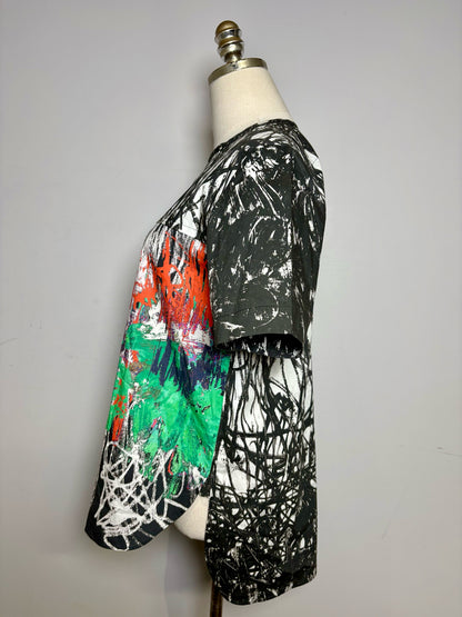 Size 4 Cedric Charlier Multi-Color Graffiti Print Pure Cotton Women's Shirt