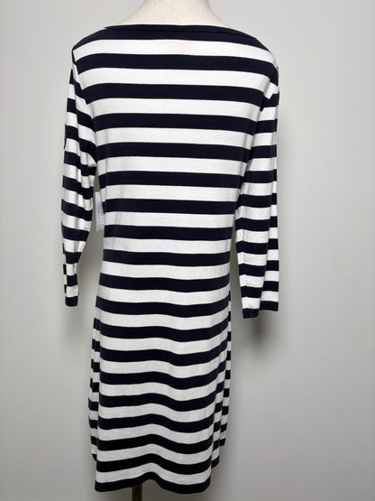 Women Size M Tory Burch Navy & White Stripe Cotton Dress