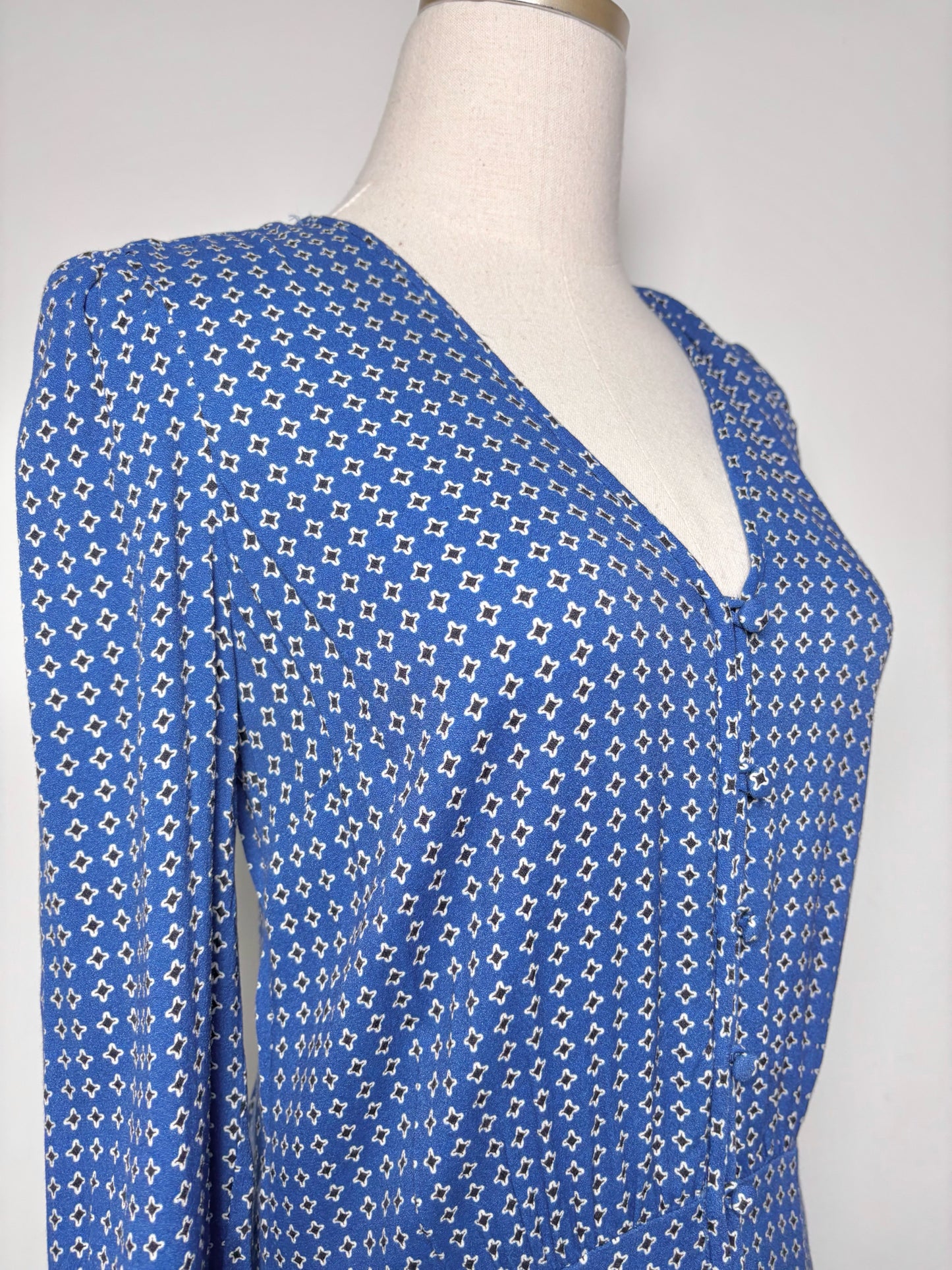 Women Size S Veronica Beard Blue, White Print Viscose blend Dress