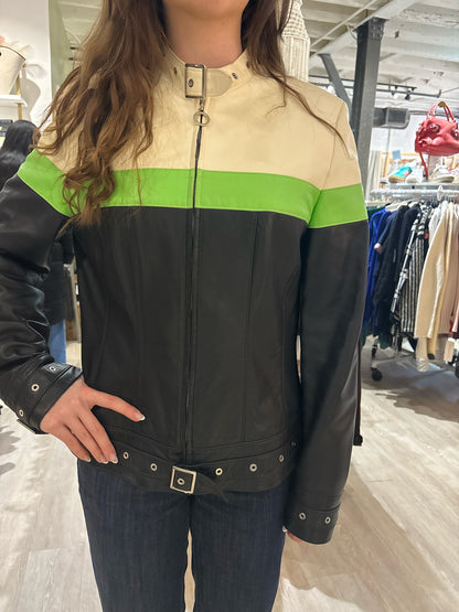 Women Size 42 (M, US) Escada Black, Green, Cream Colorblock Vintage Jacket