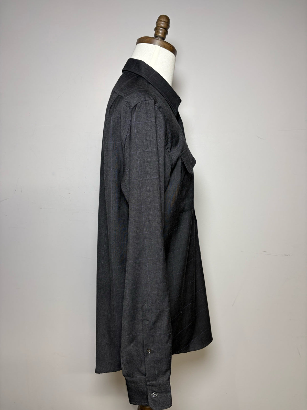 Men's Size L Ralph Lauren Black Label Gray Purple Check Pure Wool Pre-Owned Shirt