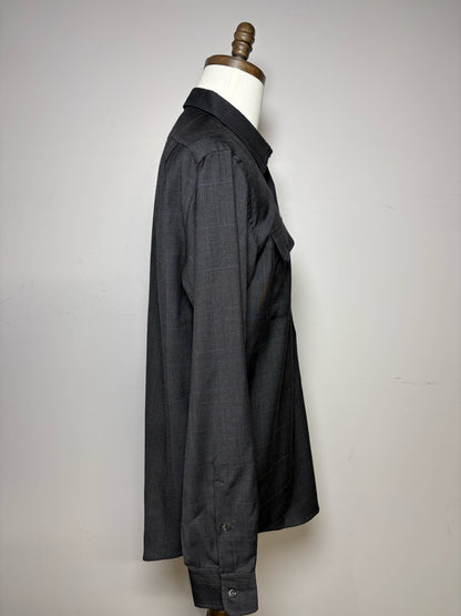 Men's Size L Ralph Lauren Black Label Gray Purple Check Pure Wool Pre-Owned Shirt