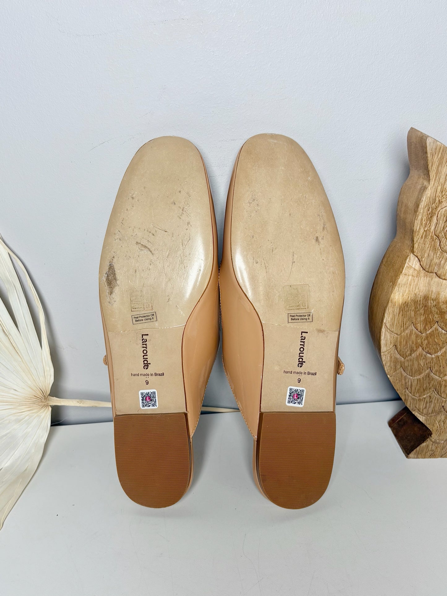 W NWT Shoe Size 9 Larroude Tan Patent Leather Blair Mary Jane Mule