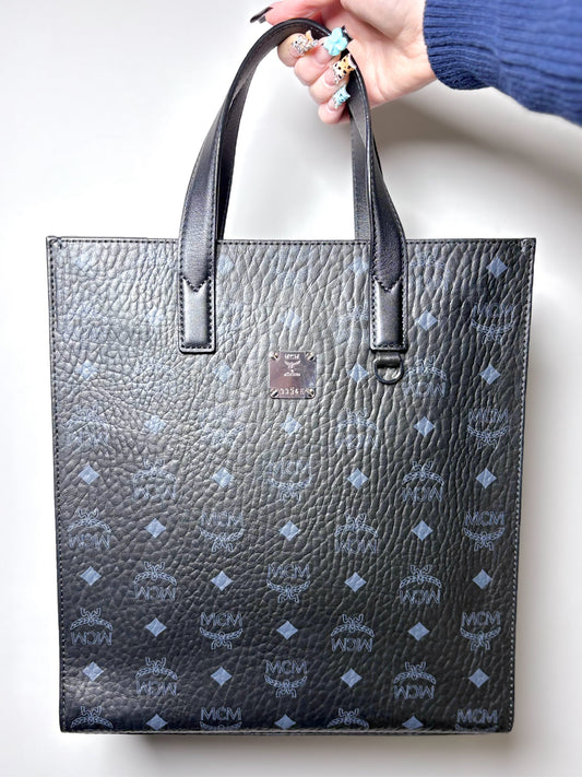 MCM Aren Monogram Black Visetos Tote Bag