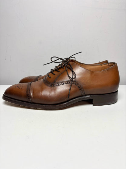 Men's Ralph Lauren Purple Label Tan Burnished Calfskin Pre-Owned Denver Dress Shoes