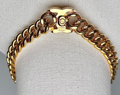 24K Gold Plated Vintage Chanel Chain Link Choker Necklace