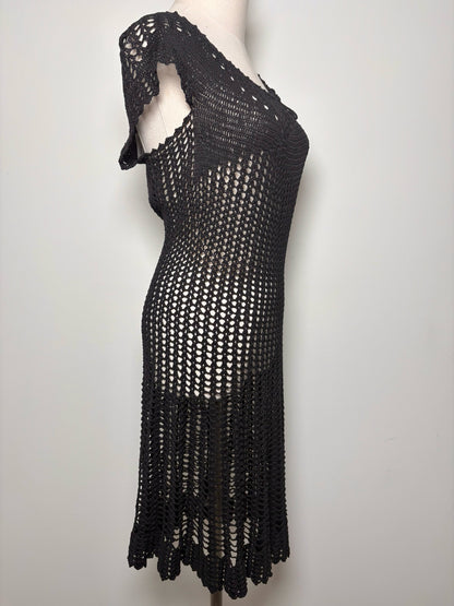 Women Size L Betsey Johnson Black Knitted Cotton Pre-owned Dress