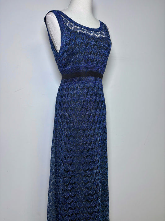 Women Size 40 (4/S US) Missoni Blue Metallic Pre-owned, NWT Midi Dress