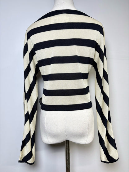 Women Size 38 (2 US) Celine Beige, black Stripes Vintage Sweater