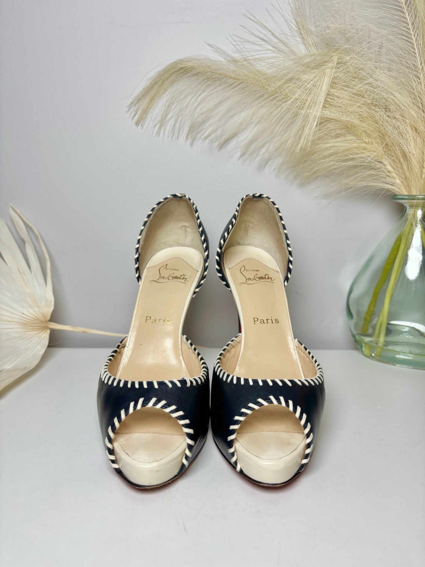 W Shoe Size 11 Christian Louboutin Blue Leather Cowhide Heels