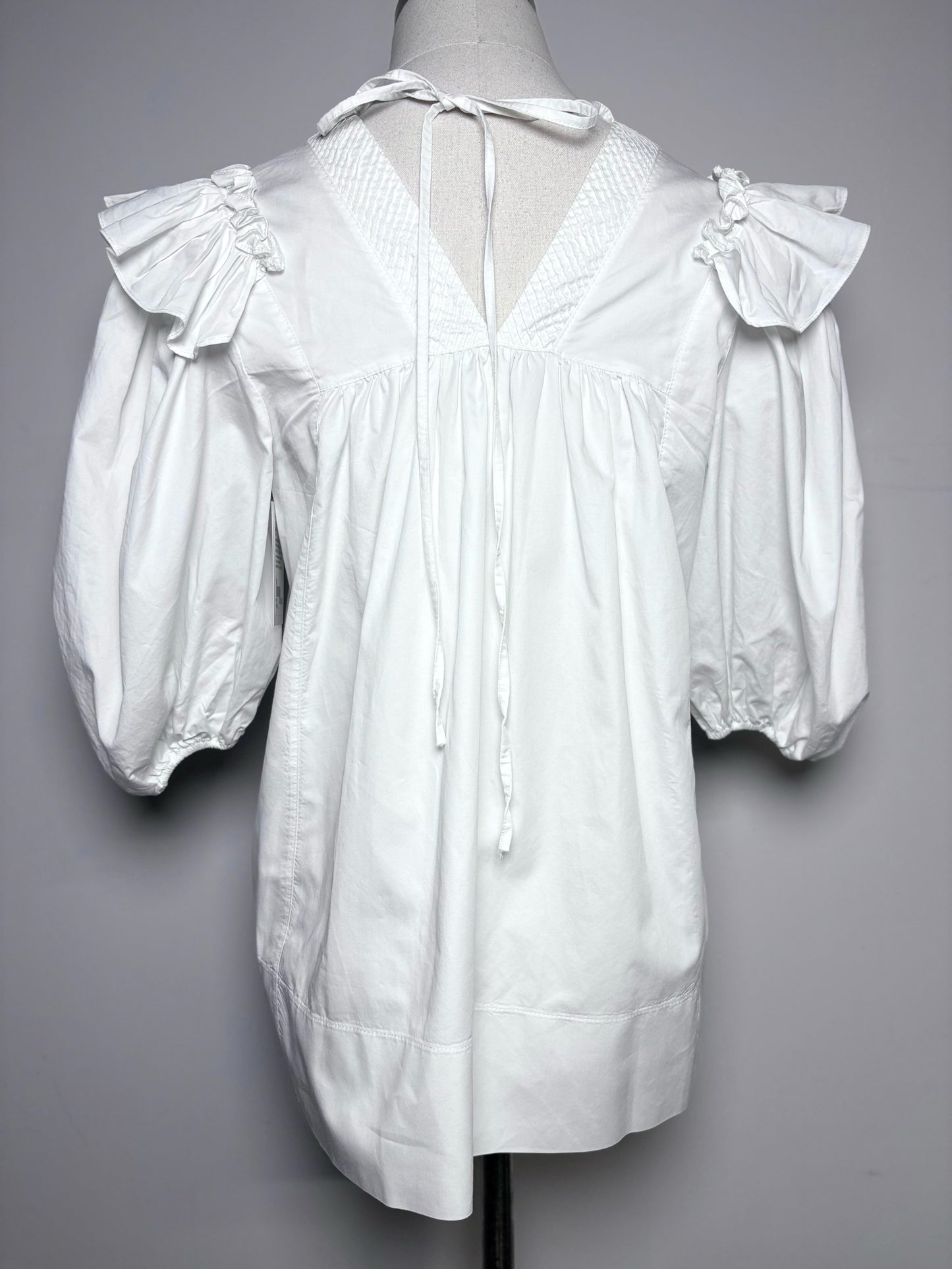 Women Size 36 Long Von Siga White White Stripes 100% Cotton Pre-owned Top