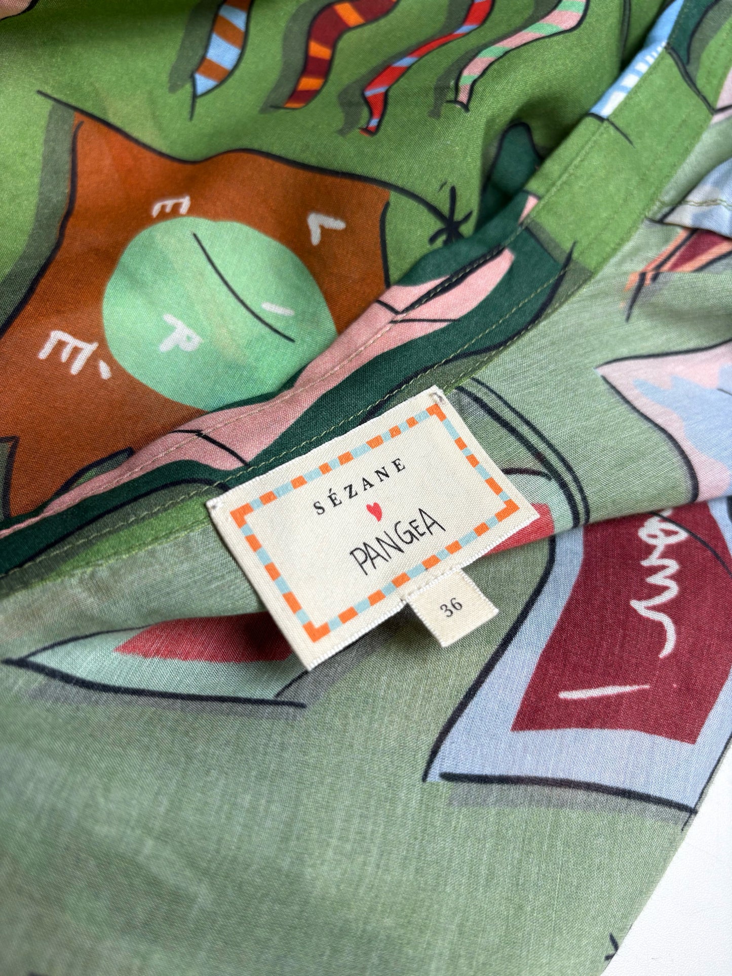 Women Size 36 Sézane x Pangea Pierro Green Cotton Pre-Owned Button-Down Shirt