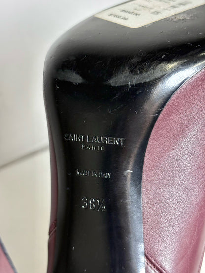 W Shoe Size 38.5 Saint Laurent Burgundy Leather Cowhide Women's Boots