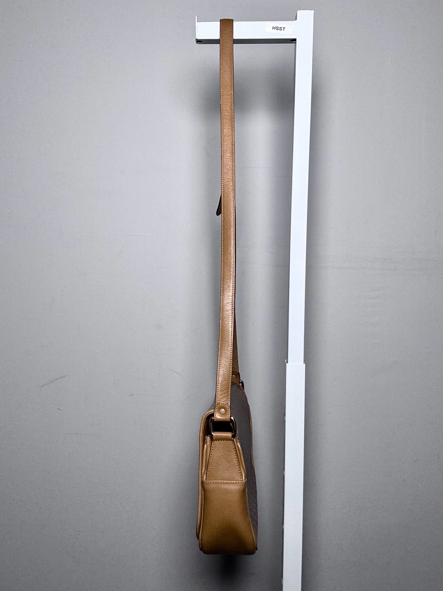 Celine Monogram Vintage Coated Canvas, Leather Pre-owned Beige Saddle Bag