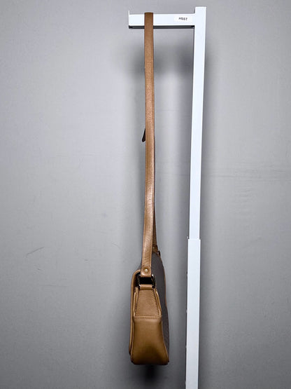 Celine Monogram Vintage Coated Canvas, Leather Pre-owned Beige Saddle Bag