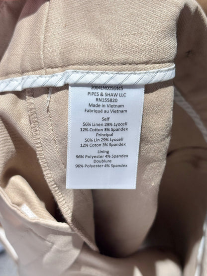 Women Size 8 Veronica Beard Khaki Solid Linen, Cotton Blend Women's Skirt