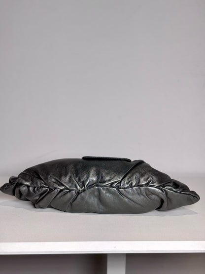 M. Andonia Solid Leather Pre-owned Charcoal Clutch/Evening Bag