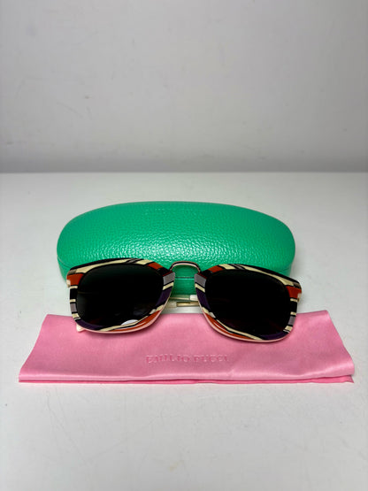 Women's Emilio Pucci EP 26 20A Terracotta Gray & Bone Pre-Owned Acetate Authentic Sunglasses