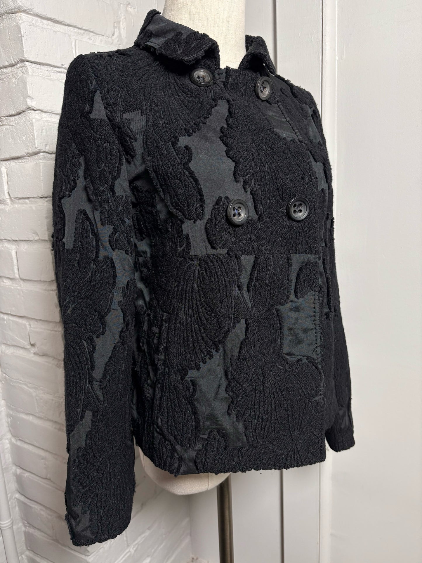 Women Size S Piazza Sempione Black Jacquard Cotton Blend Jacket
