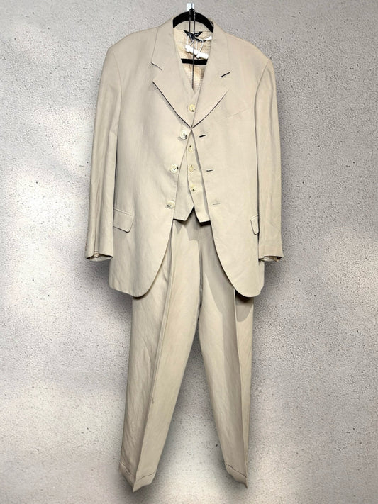 Dolce & Gabbana Beige Viscose,Linen,cotton,acetate Solid Men's 36 Suit