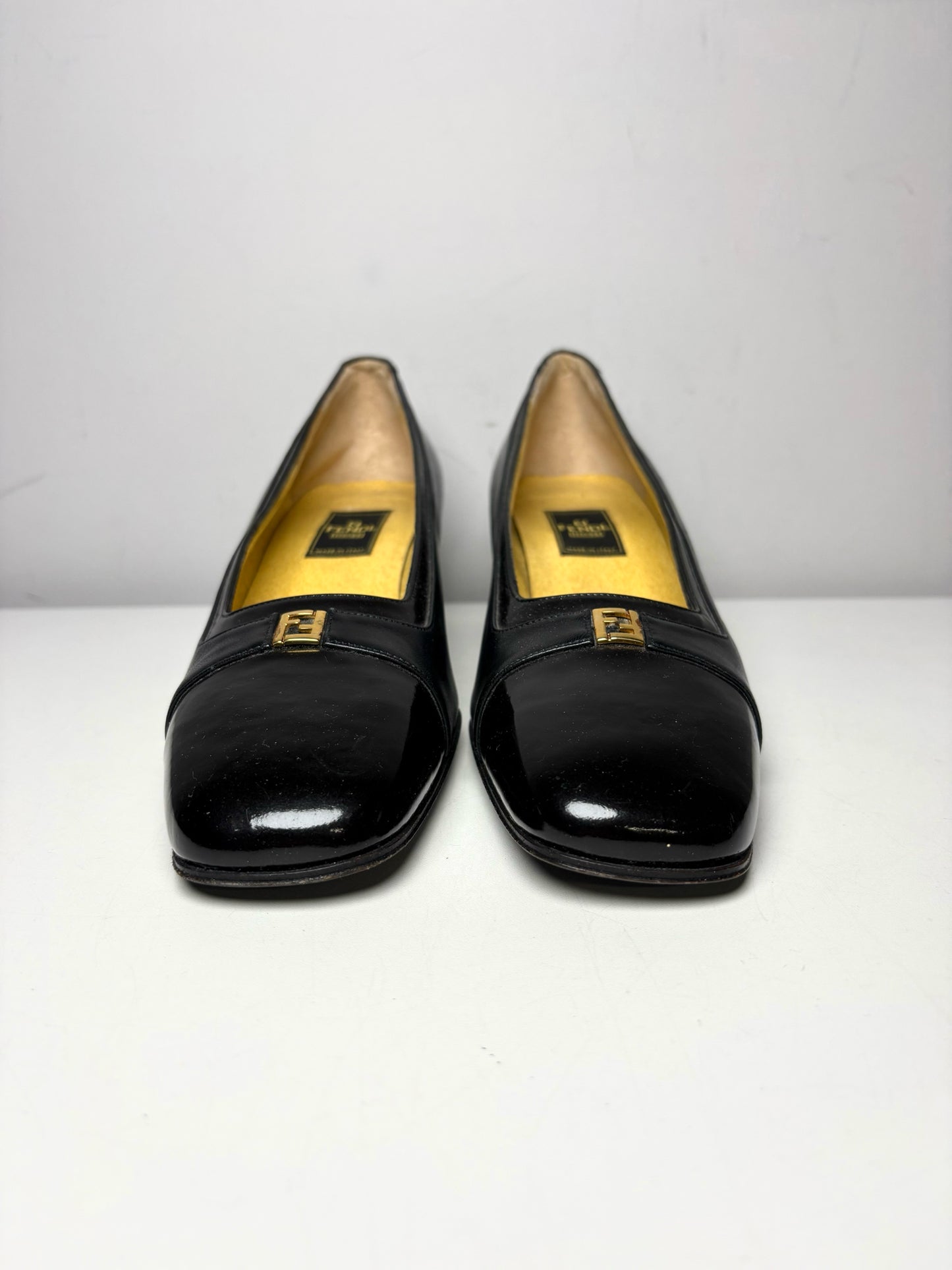 W Shoe Size 10 Fendi Black Leather Genuine Leather Women's Vintage Pump
