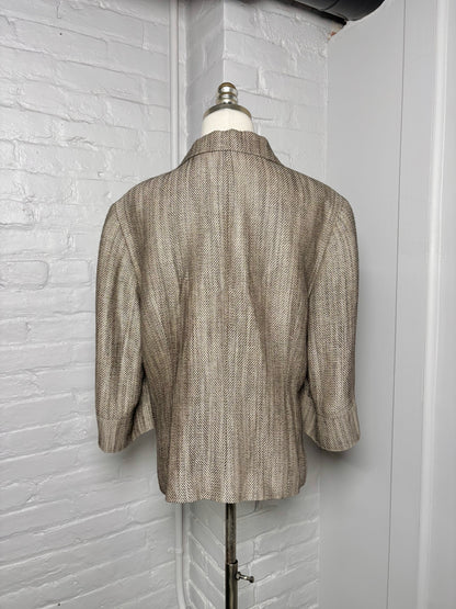 Women Size 14 Lafayette 148 Brown, Cream Blazer