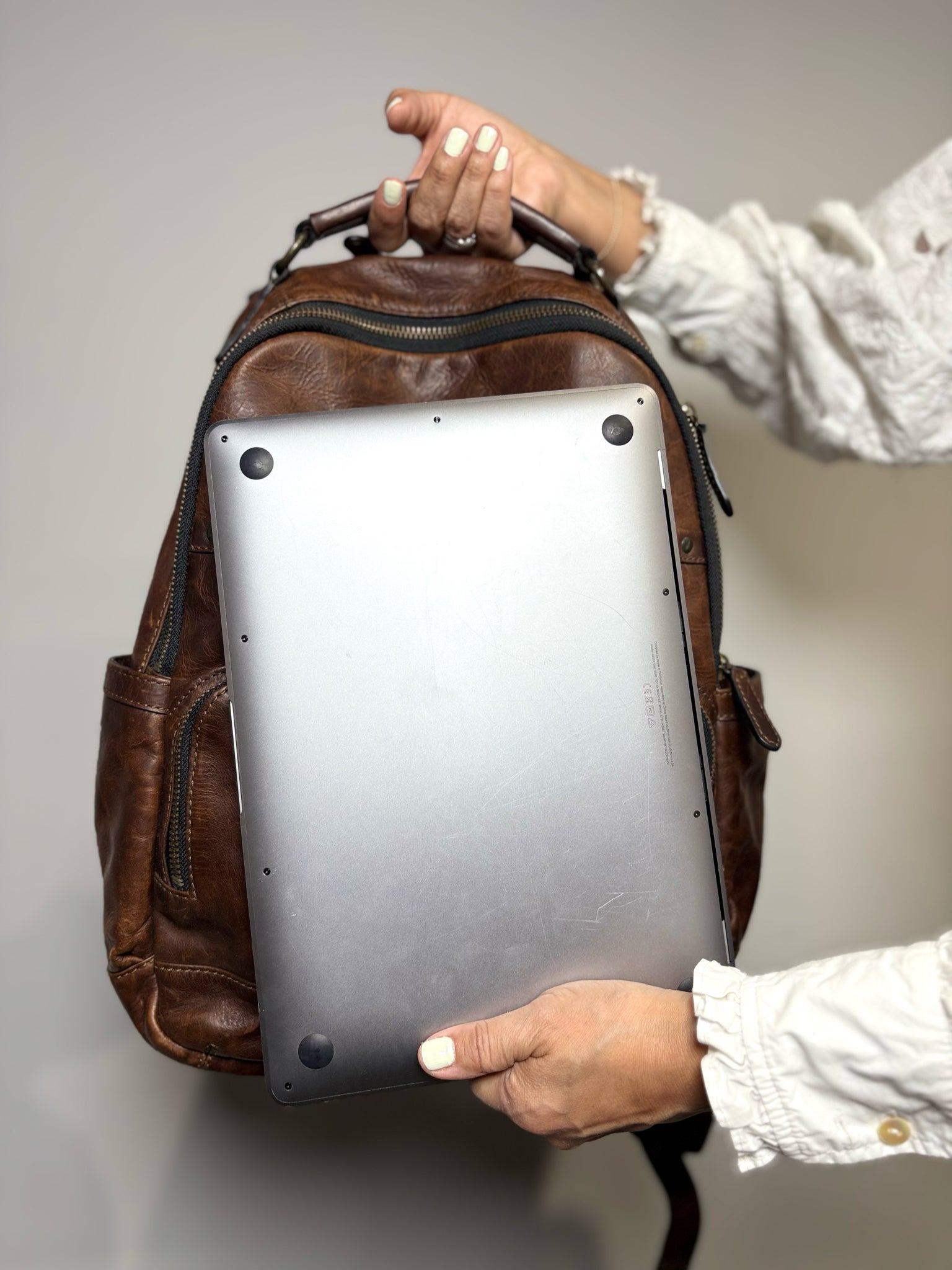 brown leather backpack outfit men FRYE Logan Backpack in Dark Brown