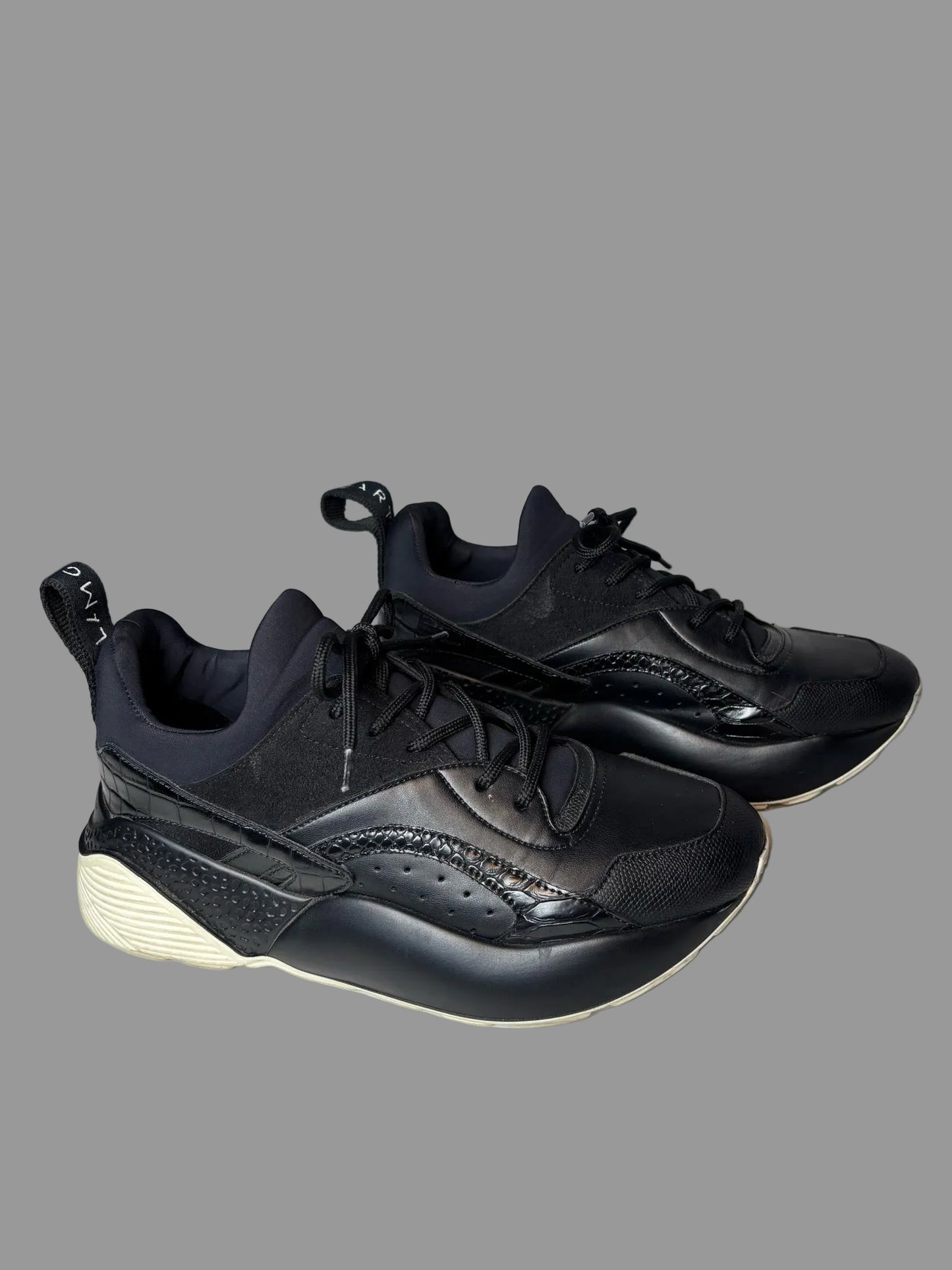 W Shoe Size 8 Stella McCartney Black Faux Leather Sneakers
