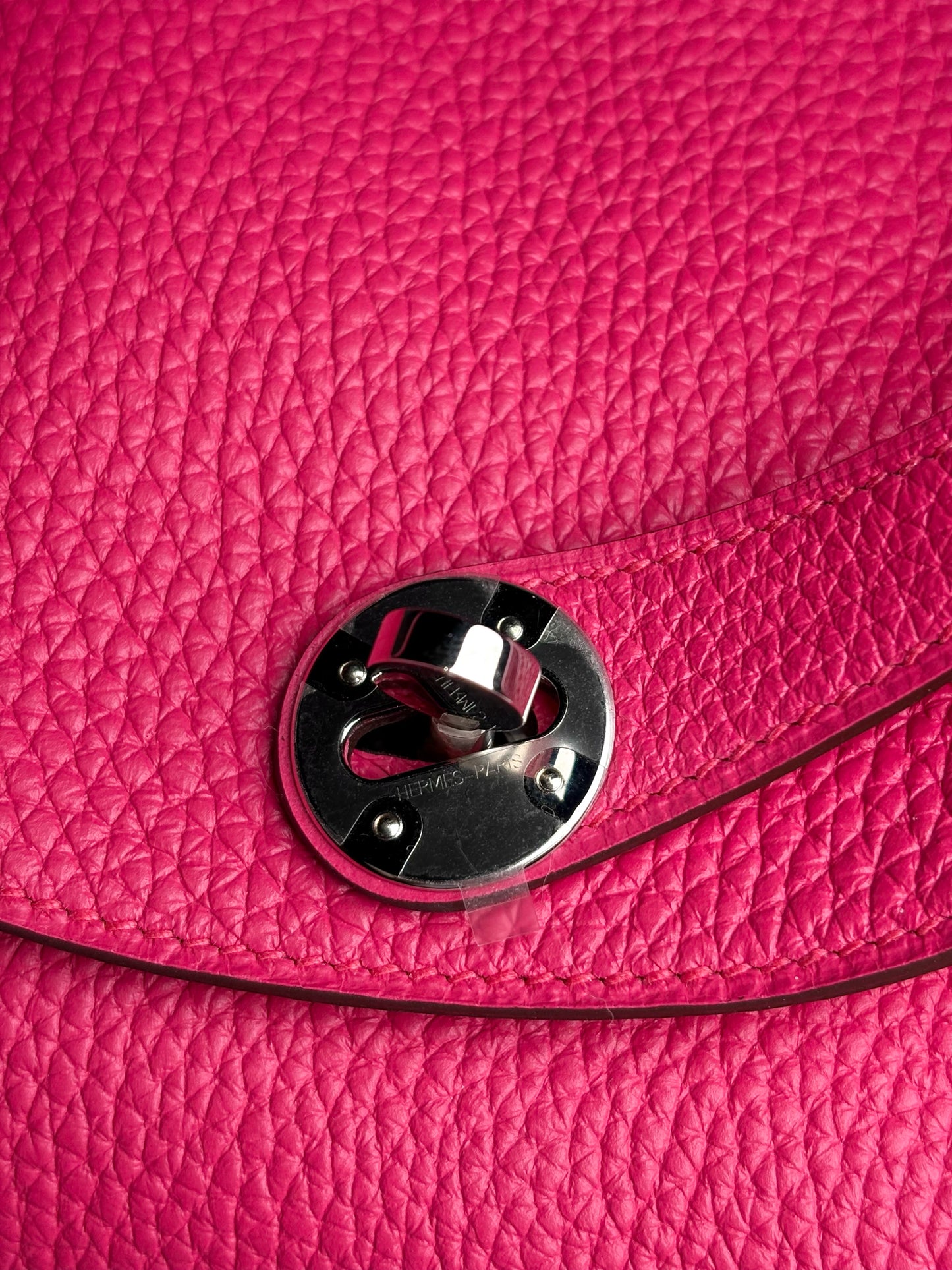Women's Hermes Clemence Lindy 26 Pink Pre-owned Pink Pebble Grain Leather Purse