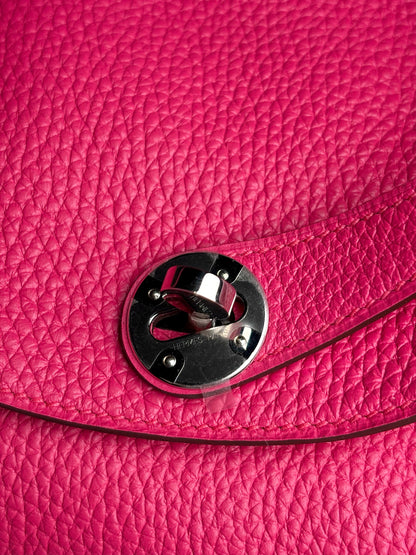 Women's Hermes Clemence Lindy 26 Pink Pre-owned Pink Pebble Grain Leather Purse