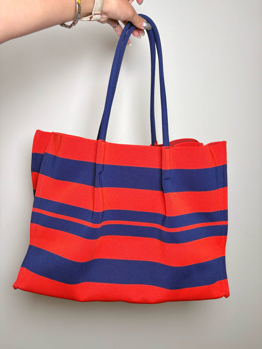COS Striped Large Red, Blue Tote Bag