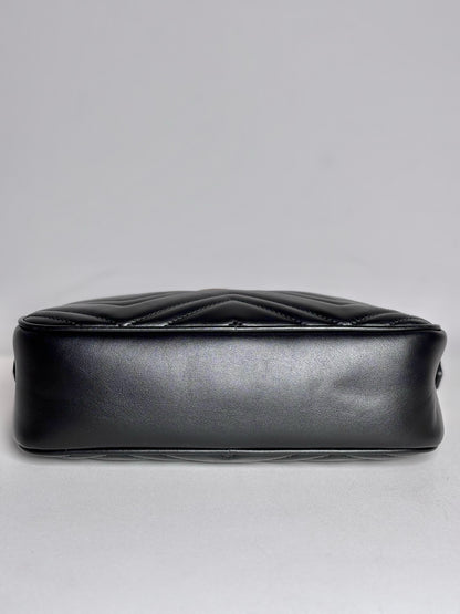 Gucci Marmont Camera Quilted Leather Pre-owned Black Nappa Small Purse Pre-owned
