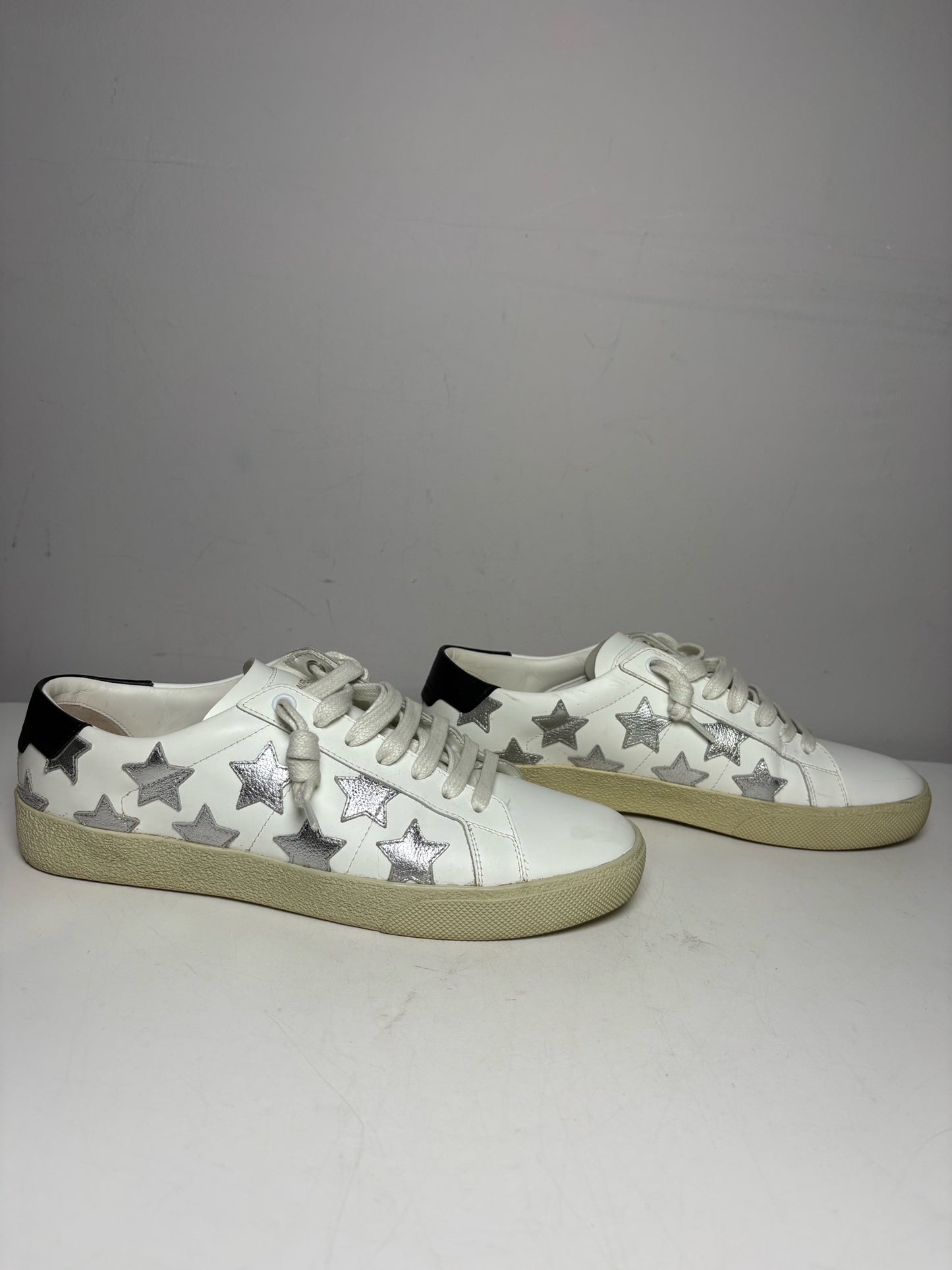 Women's Shoe Size 38 (US 8) Saint Laurent White & Silver Star Pre-Owned Sneakers