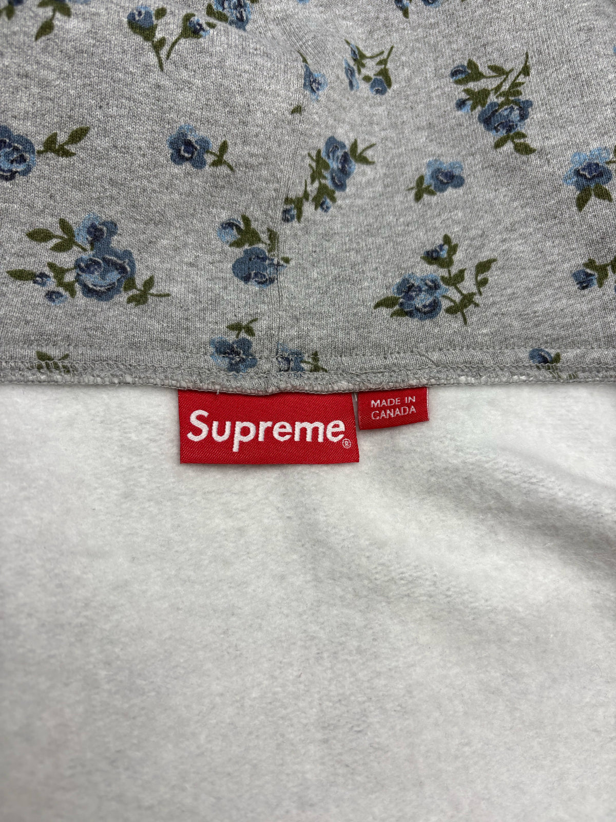 Men's Size XL Supreme Gray Floral Print 2023 Viral Collector's Pre-Owned Zip-Up Hoodie Sweatshirt