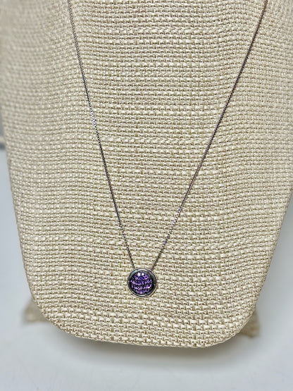 John Hardy Pave Amethyst Stones Sterling Silver Pendant 18" Necklace