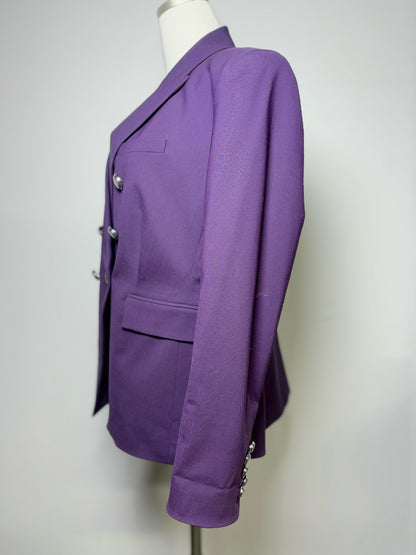 Women Size 16 Veronica Beard "Miller Dickey Jacket" Eggplant Solid Blazer