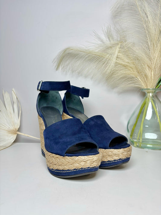 W Shoe Size 8 Stuart Weitzman Blue Suede Wedges