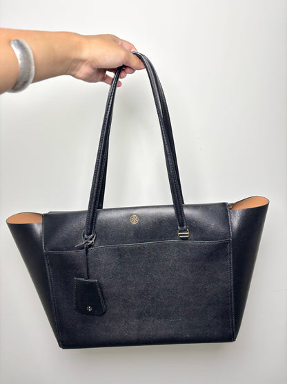 Tory Burch Cowhide Solid Leather Black Tote Bag