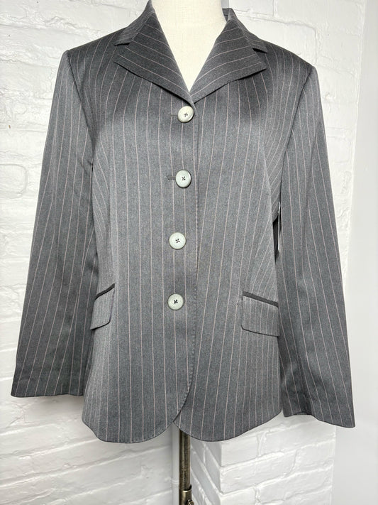 Women Size 46 (10, US) Gianluca Isaia Napoli Gray Pinstripe Wool Vintage Jacket