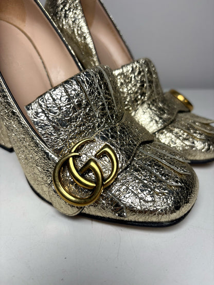 W Shoe Size 36 (5.5/6 US) Gucci Metallic Gold Leather Pre-owned Loafers