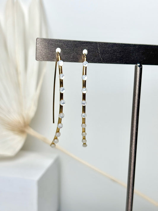 ASHA by Ashley McCormick 10K Gold + Pearl Half Hoops  Earrings