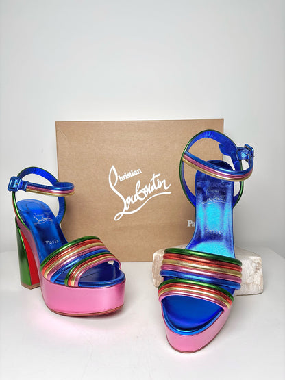 W Shoe Size 41 Christian Louboutin Rainbow Leather NWOT Heels