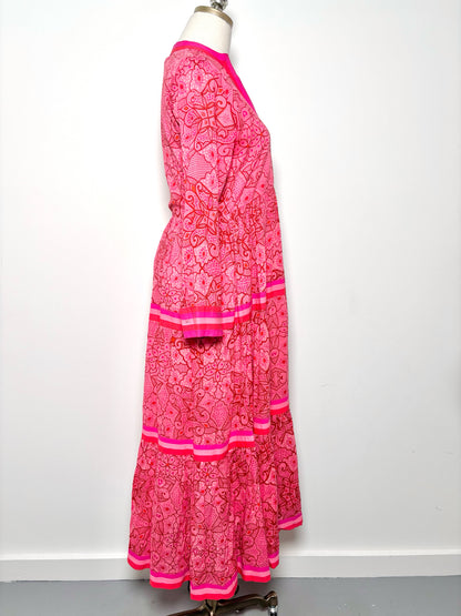 Women Size XS Ro's Garden Pink, red Floral Cotton Dress