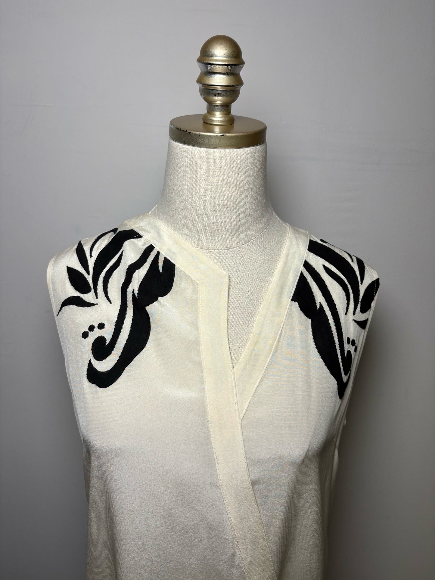 Women Size 6 Derek Lam 10 Crosby Cream, Blue Patches, Colorblock 100% Silk Dress