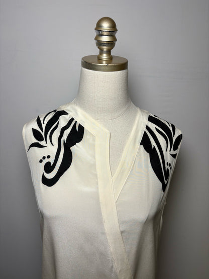 Women Size 6 Derek Lam 10 Crosby Cream, Blue Patches, Colorblock 100% Silk Dress