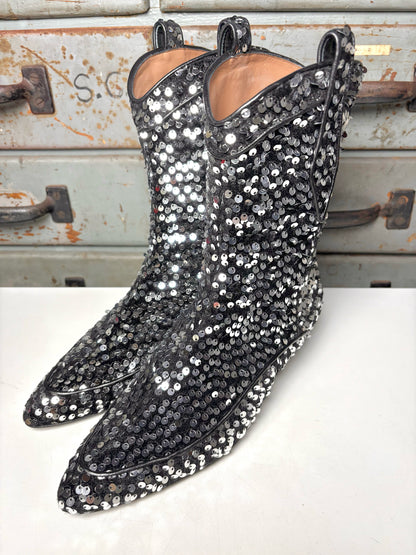 W Shoe Size 39 (8.5 US) Laurence Dacade Black Sequins Vanessa Ankle Boots